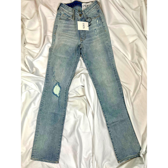 LNDN Landon Denim High Rise Straight Leg Distressed Jeans 25" Waist - Picture 7 of 16